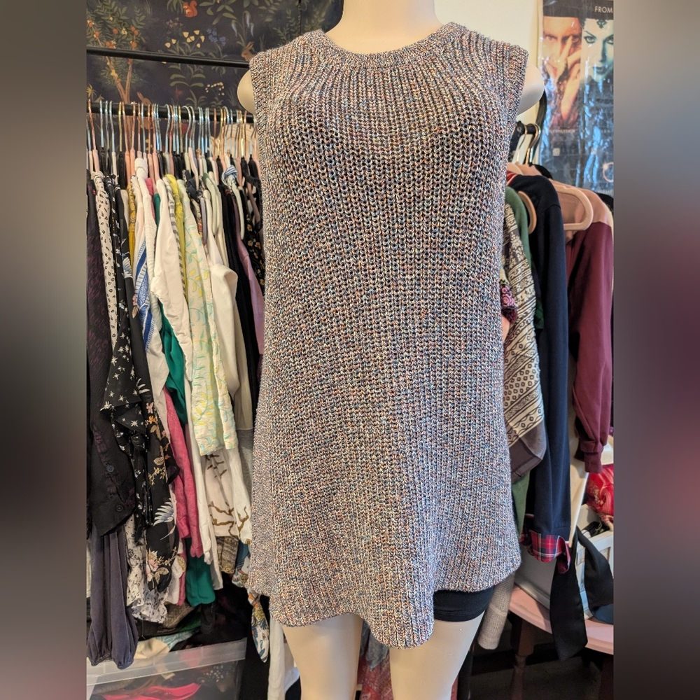 Ella Moss Multicolor Knit Sleeveless Tunic sweater size XL